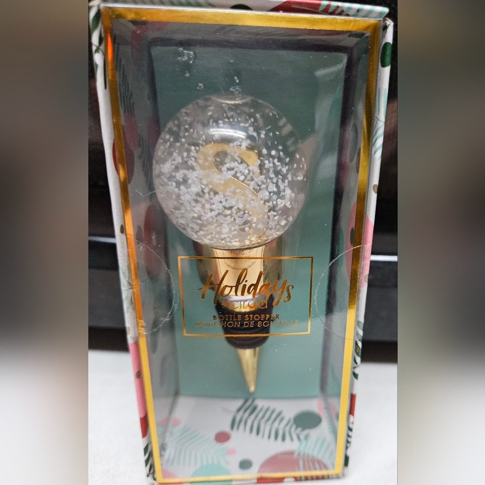 Monogram Letter S Snowglobe Bottle Stopper by Ciroa Designed in Austria